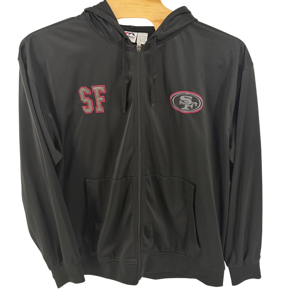 Majestic San Francisco 49ers Full Zip Hood Men 4XT Black Polyester NFL SF *READ